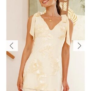 Elegant Cream Floral Dress